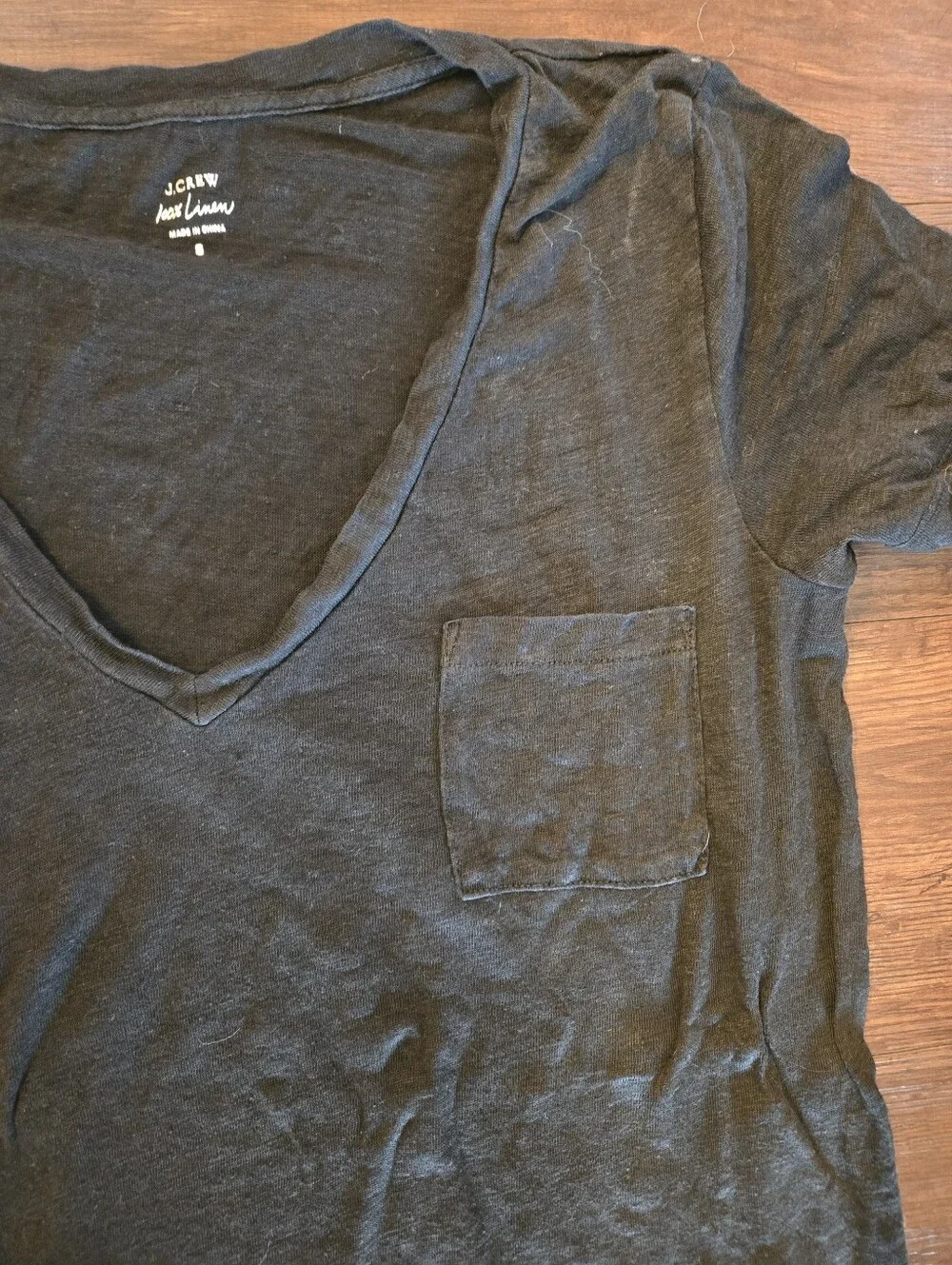 J. Crew Linen V-neck Tee Women's S